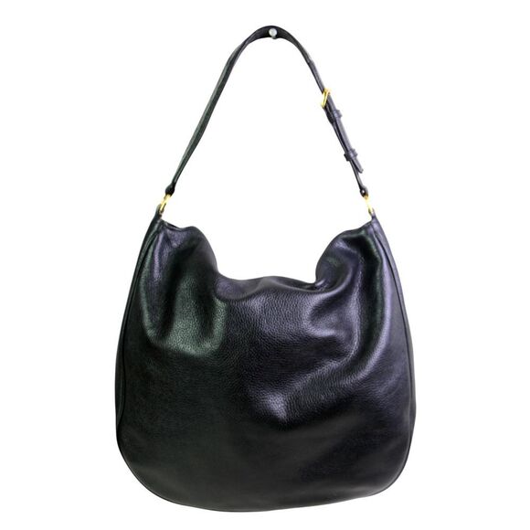 ROOMY Marc Jacobs NY BLACK GENUINE LEATHER FLAP HOBO SHOULDER BAG PURSE HANDBAG - Picture 5 of 16